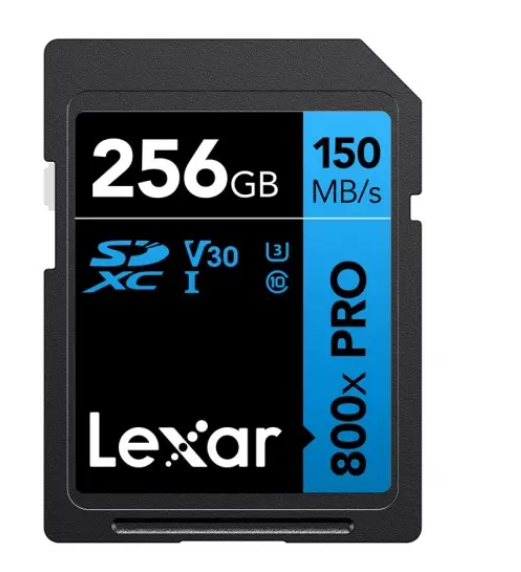 LEXAR 256GB PROFESSIONAL 800X PRO SDXC UHS-I CARDS UP TO 150MB/S READ 45MB/S WRITE C10 V30 U3