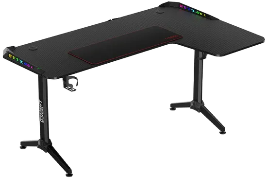 Twisted Minds TM-Y-RB-RGB Warrior L Şekilli Oyuncu Masası RGB Sağ, Siyah