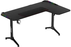 Twisted Minds TM-Y-RB-RGB Warrior L Şekilli Oyuncu Masası RGB Sağ, Siyah