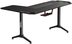 Twisted Minds TM-Y-RB-RGB Warrior L Şekilli Oyuncu Masası RGB Sağ, Siyah