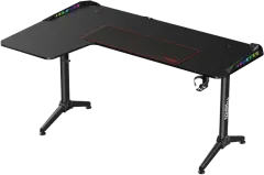 Twisted Minds TM-Y-LB-RGB Warrior L Şekilli Oyuncu Masası RGB Sol, Siyah