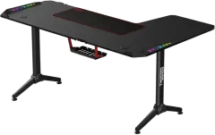 Twisted Minds TM-Y-LB-RGB Warrior L Şekilli Oyuncu Masası RGB Sol, Siyah