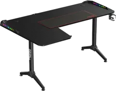 Twisted Minds TM-Y-LB-RGB Warrior L Şekilli Oyuncu Masası RGB Sol, Siyah