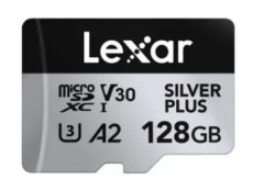 LEXAR 128GB HIGH-PERFORMANCE SILVER PLUS MICROSDXC UHS-I UP TO 205MB/S READ 150MB/S WRITE C10 A2 V30