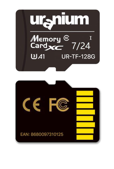 URANIUM 128GB UR-TF-128G MICRO SD CARD U3 7/24 SURVEILLANCE 100/40MBS INDUSTRIAL HAFIZA KARTI
