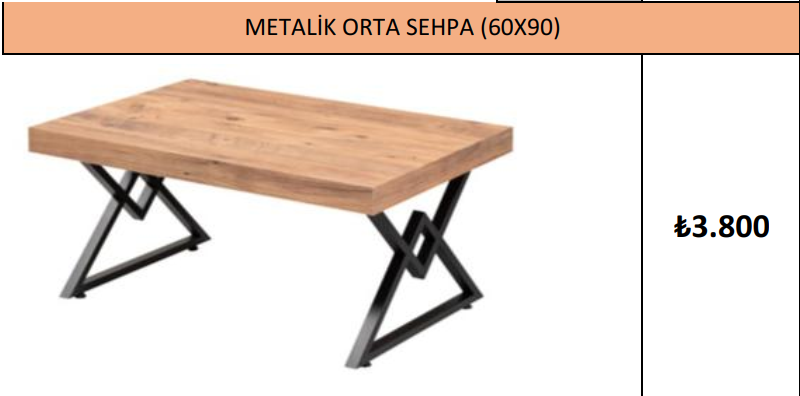 METALİK ORTA SEHPA (60X90)