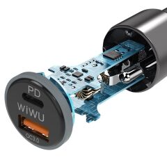 Wiwu PC100 PD + USB 18W Qualcomm 3.0 Hızlı Araç Şarj Cihazı