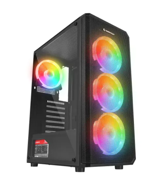 RAMPAGE HELIOS MESH 550W 80+ BRONZE SİYAH TEMPERLİ CAM 4*120MM RAINBOW ATX MIDI TOWER KASA
