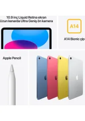 Apple iPad 10.Nesil 64GB 10.9'' Wi-Fi Tablet, Gümüş