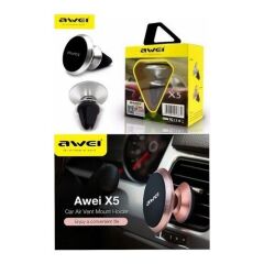 Awei X5 360 Derece Manyetik Araç İçi Telefon Tutucu, Gri