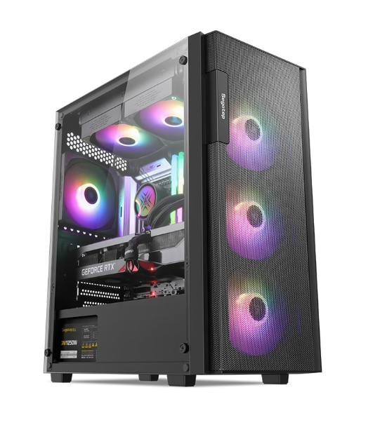 SEGOTEP Axe 5 Siyah 650W 80+ Midi Tower Kasa (Rainbow Fan)